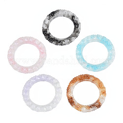 Двухцветные кабошоны из прозрачной смолы с декодированием, Стиль имитация драгоценных камней, кольцо, разноцветные, 53x52x5 мм, внутренний диаметр: 35 мм