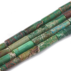 Natürliche kaiserliche Jaspisperlenstränge, gefärbt, Kolumne, grün, 12~13x4~4.5 mm, Bohrung: 1~1.2 mm, ca. 30 Stk. / Strang, 15.9 Zoll