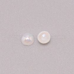 Kunststoff Cabochons, Nachahmung Perlen, Halbrund, weiß, 6x3 mm, 5000 Stück / Beutel