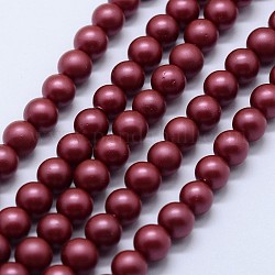 Shell Perlen Stränge, matt, Runde, braun, 8 mm, Bohrung: 1 mm, ca. 48 Stk. / Strang, 15.7 Zoll