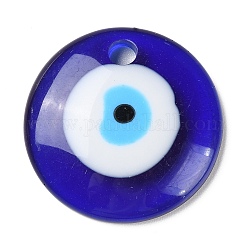 Blaue Böse Augen Harzanhänger, durchscheinende Glücksaugenanhänger, Flachrund, 39.5x7.8 mm, Bohrung: 5.2 mm