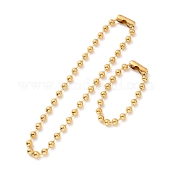 Conjunto de collar y pulsera de cadena de bolas de acero inoxidable chapado al vacío 304, conjunto de joyas con cierre de conector de cadena de bolas para mujer, dorado, 8-7/8 pulgada (22.4~47 cm), abalorios: 8 mm