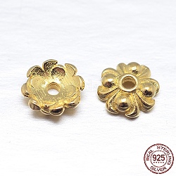 Veri cappucci di perline in argento sterling a 18 petali e 4 placcati in oro 925k, fiore, oro, 7x2mm, Foro: 1 mm, circa 66pcs/20g