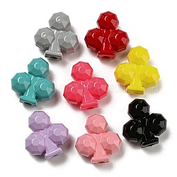 Perle acriliche con vernice opaca da forno, club di poker sfaccettato, colore misto, 20.5x19.5x10.5mm, Foro: 3.2 mm