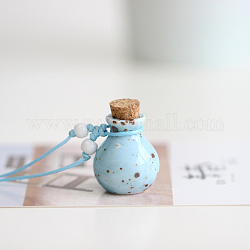 Collana pendente bottiglia di profumo in ceramica con cordino di nylon intrecciato, collana di fiale di olio essenziale per le donne, cielo azzurro, 17.72~29.53 pollice (45~75 cm)