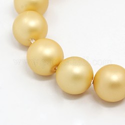 Round Shell Pearl Frosted Beads Strands, Navajo White, 8mm, Hole: 1mm, about 52pcs/strands, 15.7 inch