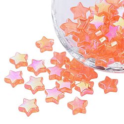 Perle acriliche trasparenti ecologiche, stella, ab colore, arancione, 10x4mm, Foro: 1.5 mm, circa 100pcs/scatola