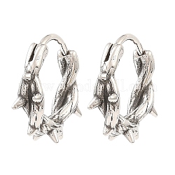 Boucles d'oreilles créoles chirurgicales en acier inoxydable, thème 316, crâne, pour femmes et hommes, argent antique, 15x17x5mm