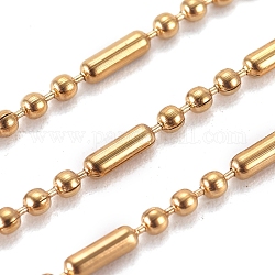 304 из нержавеющей стальной шарик цепочки, золотые, 1.5 мм, Коннекторы : 1.5~5x1.5 мм, около 32.8 фута (10 м) / рулон