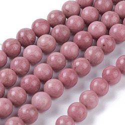 Chapelets de perles en rhodonite naturelle, ronde, 8mm, Trou: 1mm, Environ 48 pcs/chapelet, 15.5 pouce