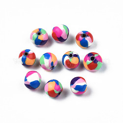 Perles en pâte polymère manuel, ronde, colorées, 8.5x8mm, Trou: 1.4mm