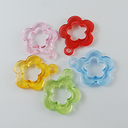 Transparent Acrylic Pendants, Flower, Mixed Color, 34x29x5mm, Hole: 4mm, about 310pcs/500g