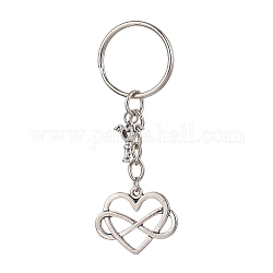 Porte-clés pendentif en alliage coeur saint valentin, avec porte-clés fendus, infini, 7.6 cm