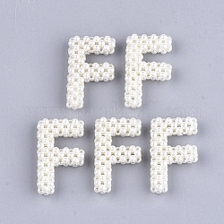 Perles tressées en plastique faites main avec abs, lettre, letter.f, 33x20x7~8mm