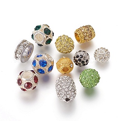 Alloy Beads, with Rhinestones, Mixed Shapes, Mixed Color, 5.5~18.5x8.5~14mm, Hole: 1~8mm