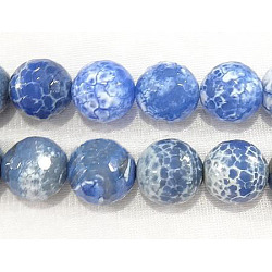 Chapelets de perles en agate naturelle à facettes, ronde, teints et chauffée, 14mm, Trou: 2mm, Environ 27 pcs/chapelet, 16 pouce