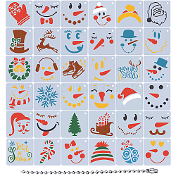 36Pcs 36 Styles Christmas PET Plastic Hollow Out Drawing Painting Stencils Templates, Square, 76x76x0.2mm, Hole: 5mm, 1pc/style