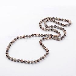 Natural Dalmatian Necklaces, Beaded Necklaces, Round, Frosted, 36.2 inch
