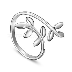 Shegrace модные кольца-манжеты из стерлингового серебра с родиевым покрытием 925 шт., открытые кольца, с лавровым венком, платина, 18 мм