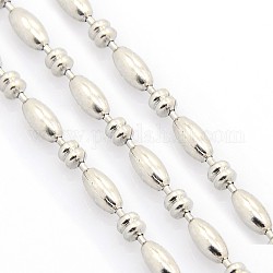 Electroplate Stainless Steel Ball Chains, Soldered, Collar Necklace, Rice and Round, Stainless Steel Color, 2.4mm