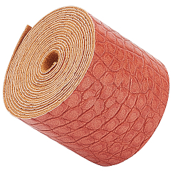 Tissu en cuir pu tissu à motif d'alligator, pour chaussures sac couture patchwork bricolage artisanat appliques, Sienna, 5x0.1 cm, 2m/rouleau