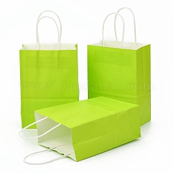 Sacs en papier kraft, sacs-cadeaux, sacs à provisions, avec poignées, jaune vert, 15x8x21 cm