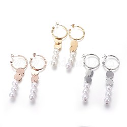 Boucles d'oreilles avec pendantifs en 304 acier inoxydable , avec la perle acrylique, couleur mixte, 83mm, pin: 0.8 mm