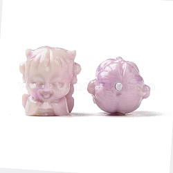 不透明なエポキシ樹脂ビーズ  赤ちゃん  紫色のメディア  14.5x13x11mm  穴：1.4mm