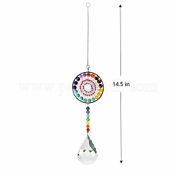 Big Pendant Decorations, Hanging Sun Catchers, Chakra Theme K9 Crystal Glass, Teardrop, Colorful, 36.8cm