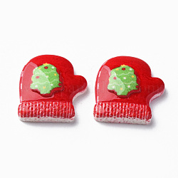 Opaque Resin Cabochons, Christmas Style, Gloves, Red, 20x18x4.5mm