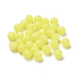 Perles acryliques en jade imitation, ronde, jaune, 8mm, Trou: 1.8mm, environ 1886 pcs/500 g