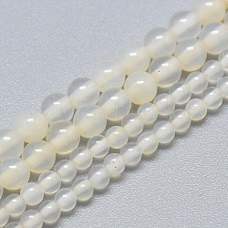 Natürliche weiße Chalcedon Perlenstränge, Runde, 3 mm, Bohrung: 0.5 mm, ca. 130 Stk. / Strang, 16.3 Zoll