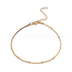 304 chaîne de cheville en acier inoxydable, avec des perles de rondelle et fermoirs pince de homard, or, 8-7/8 pouce (22.5 cm)