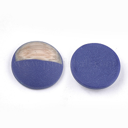 Cabochons in resina, grano di legno imitazione, cupola / mezzo tondo, blu, 12x5.5mm