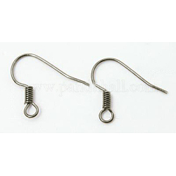 Brass Earring Hooks, with Horizontal Loop, Platinum, 15~17.5mm, Hole: 1.5mm