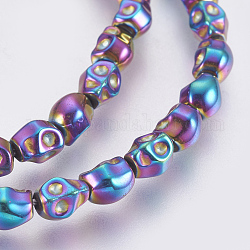 Chapelets de perles hématite électrolytique synthétique sans magnétique, AA grade, crane, multi-couleur plaquée, 6x4.5x4.5mm, Trou: 1mm, Environ 67 pcs/chapelet, 15.43 pouce (39.2 cm)