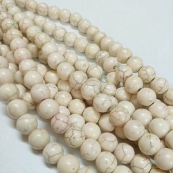 Perline di magnesite sintetiche, tondo, bianco, 8mm, Foro: 0.8 mm, su 1400 pc / kg
