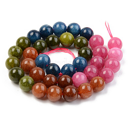Runde gefärbte natürliche Quarzperlenstränge, segmentierte mehrfarbige Perlen, Mischfarbe, 10.5 mm, Bohrung: 1 mm, ca. 40 Stk. / Strang, 14.88 Zoll (37.8 cm)