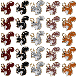 SUNNYCLUE 50Pcs 5 Colors Alloy Enamel Pendants, Squirrel Charm, Mixed Color, 16x18x1.5mm, Hole: 1.8mm, 10pcs/color