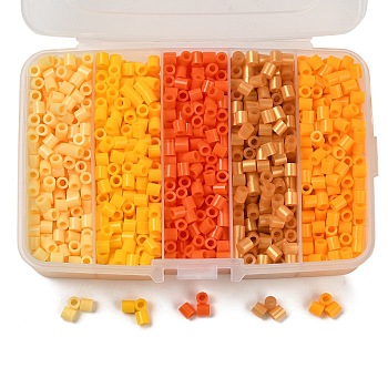 5mm pe DIY Sicherung Perlen Minen für Kinder, Tube, Gelb, 5x5 mm, Bohrung: 3 mm, über 1900pcs / box