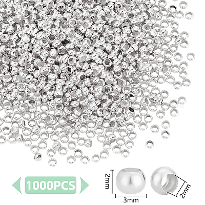1000 Stück Messing-Crimpperlen&nbsp;KK-UN0005-28S-1