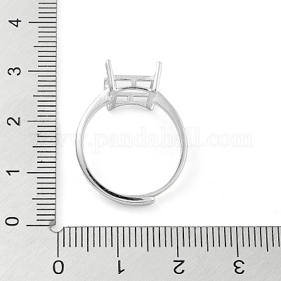 925 anello solitario in argento sterling regolabile rettangolare&nbsp;STER-G042-08P-1