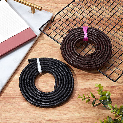 2 Roll Round Flat Genuine Leather Cords Leather Cording Vintage  Black Brown for DIY Bracelet Jewelry Making