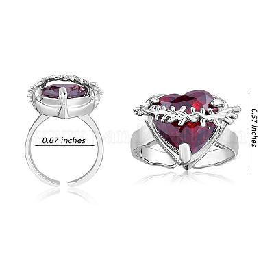 Womens Double Heart Love Cubic Zirconia Ring Adjustable Promise Ring New  Style;