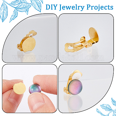 Lot De 60 Boucles D'oreilles à Clip En Acier Inoxydable - Plateaux Ronds Dorés Et Argentés - Pour Oreilles Non Percées, Bijoux DIY - 5