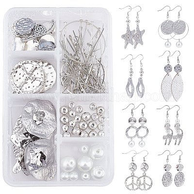 SUNNYCLUE DIY Earring Making Kit, Including Glass & Alloy & Non-magnetic  Synthetic Hematite Beads, Alloy & Brass & Iron & Cowhide Leather Pendants,  Alloy & Brass Links, Brass Earring Hooks & Jump
