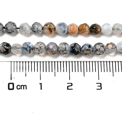 Brins de perles d'agate craquelée de feu naturel&nbsp;X-G-R344-4mm-24-1