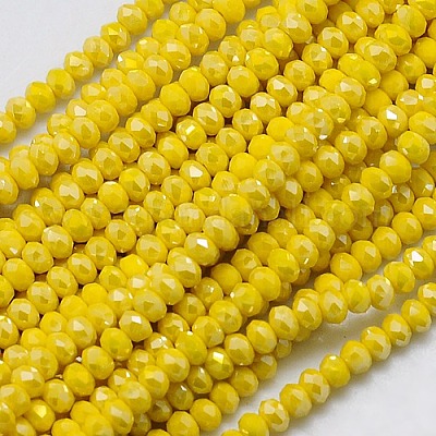 Wholesale Electroplate Opaque Solid Color Crystal Glass Rondelle Beads  Strands 