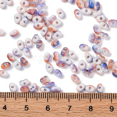 Perles de rocaille en verre peintes à cuisson bicolores&nbsp;SEED-C003-01C-1