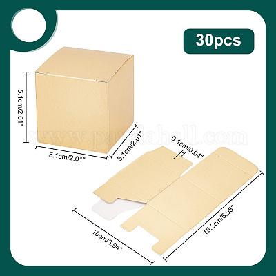 PandaHall 50pcs Kraft Gift Boxes Square Presentation Favour Small Boxes  Easy Assemble for DIY Wedding and Party Gifts & Favours, 3.3 x 3.3 x 1.3